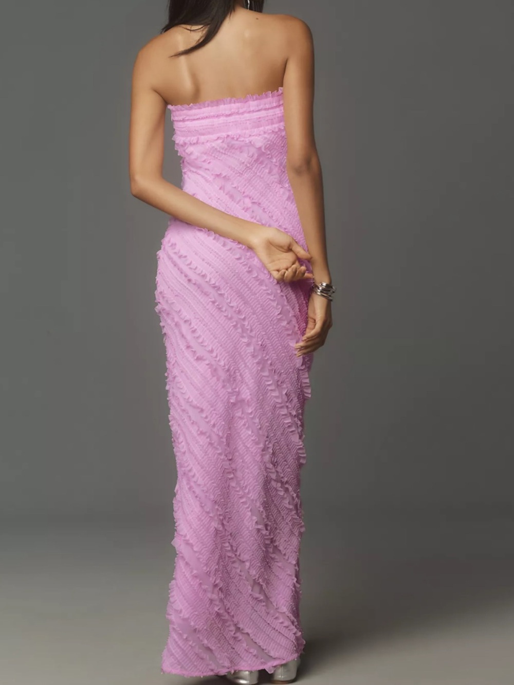Endless Rose Anthropologie Strapless Textured Column Midi Dress Size Medium NEW - Picture 4 of 15